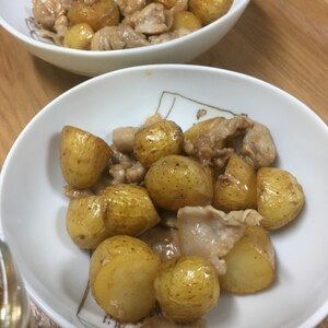 新じゃがで☆豚肉と揚げじゃがの甘辛炒め